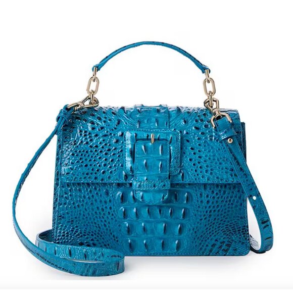 NWT BRAHMIN Melbourne Collection Hallie Vibrant Azure Satchel Bag